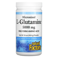 Natural Factors, Микронизированный L-глютамин, порошок, 5000 мг, 454 г (16 унций)
