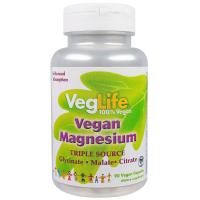 VegLife, Магний растительного происхождения, три источника, 90 вегетарианских капсул