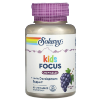Solaray, Focus, для детей, вкус винограда , 60 жевательных таблеток