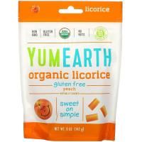 YumEarth, Мягкая пищевая персиковая лакрица без глютена + Вкусно, 5 унций (140 г)