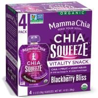 Mamma Chia, Органический сок чиа, энергетическая закуска, ежевичное блаженство, 4 пластиковых бутылки, 3.5 унций (99 г) шт.