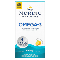Nordic Naturals, Омега-3, со вкусом лимона, 690 мг, 180 желатиновых капсул