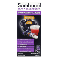 Sambucol, Черная бузина, шипучие таблетки, 15 шипучих таблеток