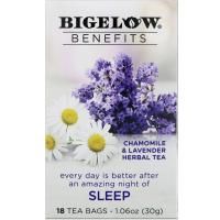 Bigelow, Benefits, Сон, травяной чай с ромашкой и лавандой, 18 чайных пакетиков, 1,44 унц. (40 г)