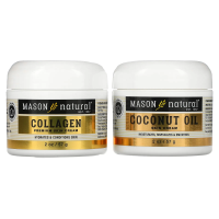 Mason Natural, Косметический крем с кокосовым маслом + косметический крем с коллагеном, 2 баночки по 2 унции (57 г)