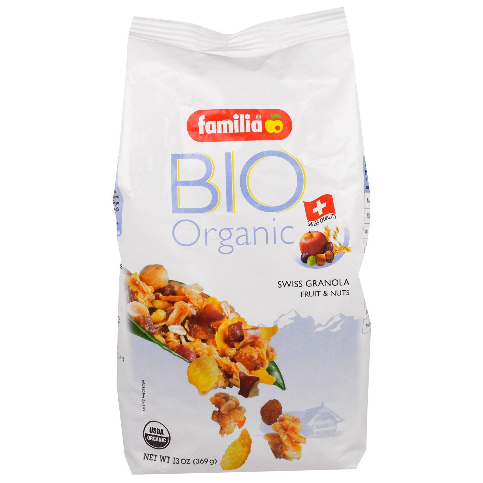 Familia, Bio Organic, Швейцарская Гранола, Фрукты и орехи, 13 унций (369 г)  – купить в Москве.