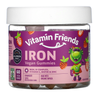 Vitamin Friends, Вегенские жевательные таблетки с железом, клубника, 60 жевательных таблеток с пектином
