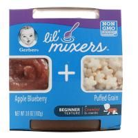Gerber, Lil 'Mixers, для малышей от 8 месяцев, яблоко, черника со злаковыми подушечками, 102 г (3,6 унции)