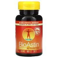 Nutrex Hawaii, BioAstin, гавайский астаксантин, 4 мг, 60 гелевых капсул