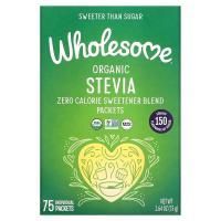 Wholesome Sweeteners, Inc., Органическая стевия, подсластитель 0 калорий, 75 пакетиков по 1 г