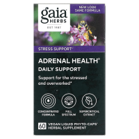 Gaia Herbs, Здоровье надпочечников, Ежедневная поддержка, 60 веганских жидких фитокапсул