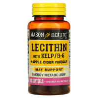 Mason Natural, Лецитин с водорослями/витамином B6 плюс яблочный уксус, 100 мягких таблеток