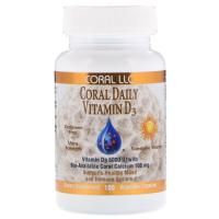 CORAL LLC, Coral Daily Vitamin D3, 5000 МЕ, 100 Vegetable Capsules