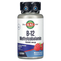 KAL, B-12 Метилкобаламин (1000 мкг) Красная малина 90 таблеток