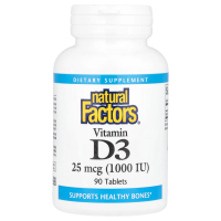 Natural Factors, Витамин D3, 1000 МЕ, 90 таблеток