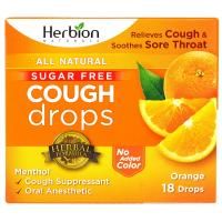 Herbion, Леденцы от кашля, без сахара, с апельсиновым вкусом, 18 леденцов