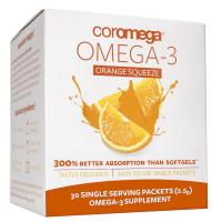 Coromega, Омега-3, Свежевыжатый апельсин, 30 порций в индивидуальных пакетах по (2.5 г) каждый