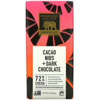 Endangered Species Chocolate, Натуральный темный шоколад с кусочками какао-бобов, 3 унц. (85 г)