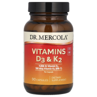 Dr. Mercola, Витамины D3 и K2, 5000 МЕ, 90 капсул