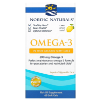 Nordic Naturals, Omega-3, лимон, 1000 мг, 60 мягких капсул