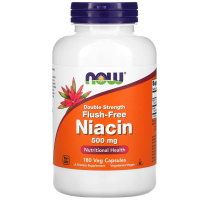 Now Foods, Ниацин, без покраснений, двойная сила, 500 мг, 180 капсул