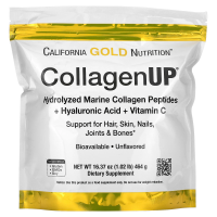California Gold Nutrition, Коллаген UP, пептиды коллагена, полученные из морских источников + гиалуроновая кислота + витамин С, без вкуса, 16,36 унции (464 г)