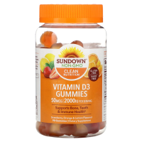 Sundown Naturals, Жевательные таблетки с витамином D3 со вкусами клубники, апельсина и лимона, 50 мкг / 2000 МЕ, 90 жевательных таблеток