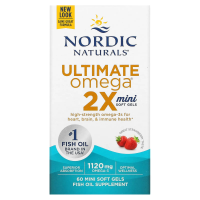 Nordic Naturals, Ultimate Omega 2X, вкус клубники, 1120 мг, 60 мини-капсул