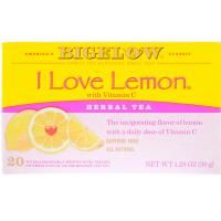Bigelow, Herbal Tea, I Love Lemon with Vitamin C, Caffeine Free, 20 Tea Bags, 1.28 oz (36 g)