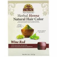 Okay Pure Naturals, Натуральная краска для волос из травяной хны, винно-красный, 56,7 г (2 унции)