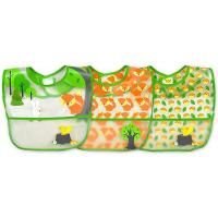 i play Inc., Green Sprouts, Wipe-Off Bib, 9-18 Months, Green Fox Set, 3 Pack