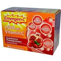 Emergen-C, 1000 мг витамина С  со вкусом клюквы и граната, 30 пакетов по 8,3 г каждый