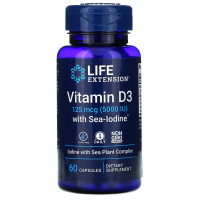 Life Extension, Vitamin D3 with Sea-Iodine, 5000 МЕ, 60 Capsules