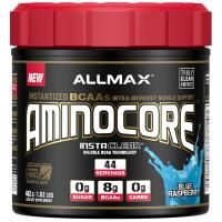 ALLMAX Nutrition, AMINOCORE, BCAA, 8 г аминокислот с разветвлённой цепью, 100% чистый продукт, соотношение аминокислот 45:30:25, без глютена, голубая малина, 1,02 ф (462 г)