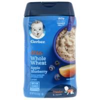 Gerber, Lil' Bits, каша из цельной пшеницы, ползающий малыш, от 8 месяцев, яблоко и черника, 8 унций (227 г)