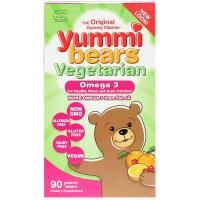 Hero Nutritional Products, Мишки Yummi, растительные омега-3, натуральные фруктовые вкусы, 90 мишек