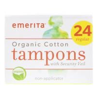 Emerita, 100% Organic Cotton Tampons, Non-Applicator, Super, 16 Tampons