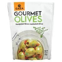 Gaea, Оливки для гурманов, маринованные зеленые оливки без косточек, 4,2 унции (120 г)