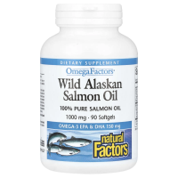 Natural Factors, Рыбий жир дикого лосося с Аляски, 1000 мг, 90 мягких капсул