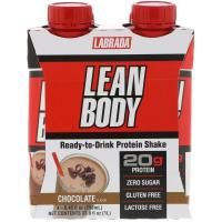 Labrada Nutrition, Lean Body, готовый к употреблению протеиновый коктейль, шоколадный вкус, 4 коктейля, 8,45 ж. унц. (250 мл) каждый