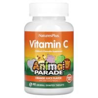 Nature's Plus, Source of Life, Animal Parade, Vitamin C, Children's Chewable Supplement, Sugar Free, Natural Orange Juice Flavor, 90 Animal-Shaped Tablets