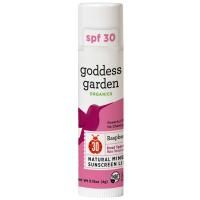 Goddess Garden, Organics, натуральный минеральный солнцезащитный крем-бальзам для губ, фактор защиты SPF 30, малина, 4 г (0,15 унц.)
