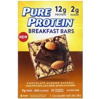 Pure Protein, Батончики для завтрака, шоколад, миндаль и овсянка, 4 батончика, по 50 г каждый