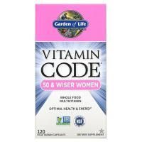 Garden of Life, Витаминный код, для женщин от 50 лет, мультивитамины из сырых цельных продуктов, 120 вегетарианских капсул
