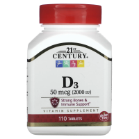 21st Century, Vitamin D3, 2000 МЕ, 110 Tablets