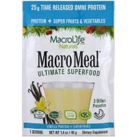 Macrolife Naturals, Macromeal, лучшие особо питательные продукты, ванильный протеин + особо питательные продукты, 1.4 унции (40 г)
