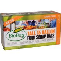 Biobag, Высокие пакеты для пищевых отходов на 13 галлонов, 12 пакетов, 22,2 дюйма x 29,0 дюйма x 0,68 мил
