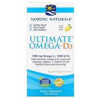 Nordic Naturals, Ultimate Omega-D3, с лимоном, 1000 мг, 120 гелевых капсул
