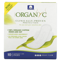 Organyc, Органические хлопковые прокладки, для сильных ночных выделений, 10 прокладок