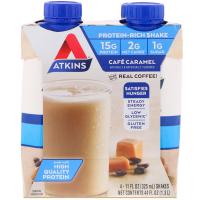 Atkins, Кофейные коктейли с карамелью, 4 коктейля, 11 жидких унций (325 мл) каждый